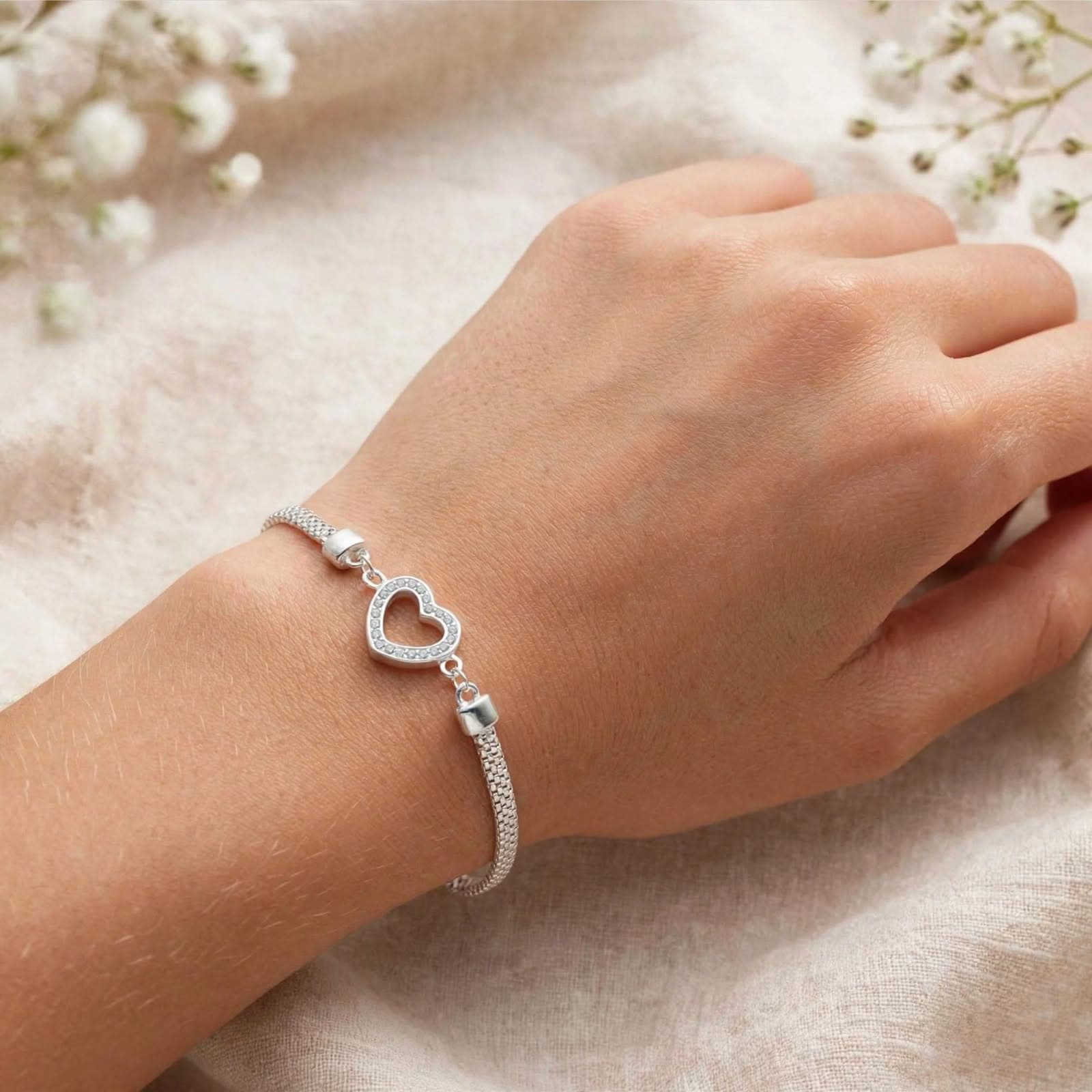 Pulsera Corazón de Plata 925 con Cubics – Esencia