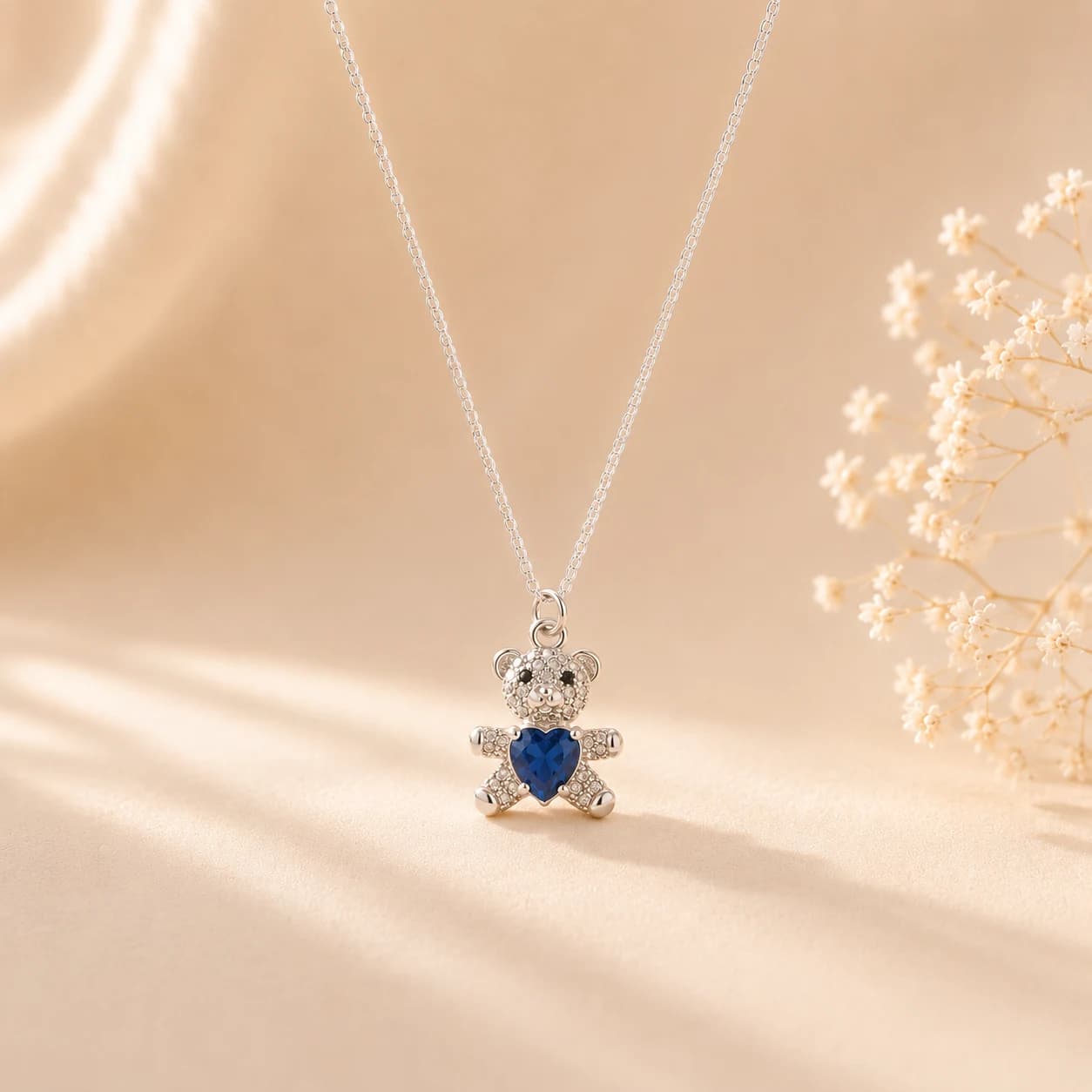 Gargantilla Osito de Plata 925 con Corazón de Cristal – Teddy
